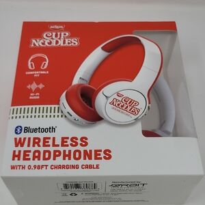 New Nissin Cup Noodles Wireless Headphones  Red/White